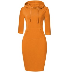 Clearlove Women's Casual Pocket Slim Pullover Maxi Hoodie Dress - 1 of 4