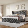 Whizmax LED Platform Bed Frame with Charging Station, Velvet Upholstered Bed Frame, Metal Frame with No Box Spring Needed, Gray - 3 of 4