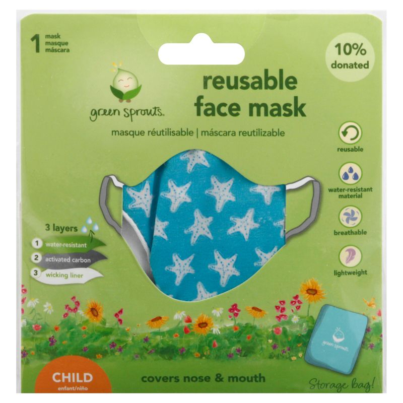 Green Sprouts Starfish Reusable Child Face Mask - 1 ct, 1 of 4