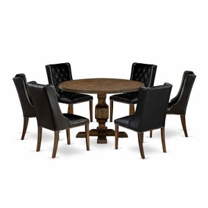 HomeStock 3-Piece Distressed Jacobean Finish Solid Wood Top Dining Table with 2-Chairs - 1 of 4