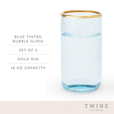 Twine Aqua Bubble Gold Rimmed Glass Tumblers - Thumbnail 3