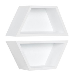 Kate and Laurel Camellia Hexagon MDF Accent Shelf, 2 Piece, White - 1 of 4