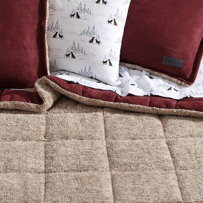 Twin Red Microfiber Reversible Comforter and Sham Set