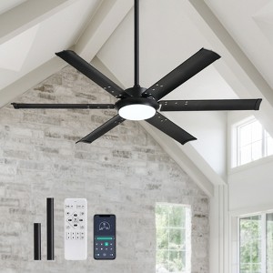 Ludomide 52" Ceiling Fan with Lights and Remote, Dimmable Black Industrial Fandelier for Living Room, Patio, Bedroom - 1 of 4