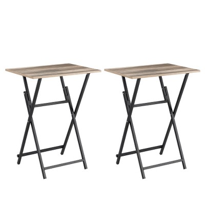 LIVAREEmlen 2-Piece Sofa Side Table, Industrial Snack Table for Small Spaces, Space-Saving Easy to Fold Wood