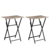 LIVAREEmlen 2-Piece Sofa Side Table, Industrial Snack Table for Small Spaces, Space-Saving Easy to Fold Wood - 2 of 4