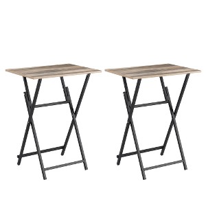 LIVAREEmlen 2-Piece Sofa Side Table, Industrial Snack Table for Small Spaces, Space-Saving Easy to Fold Wood - 1 of 4
