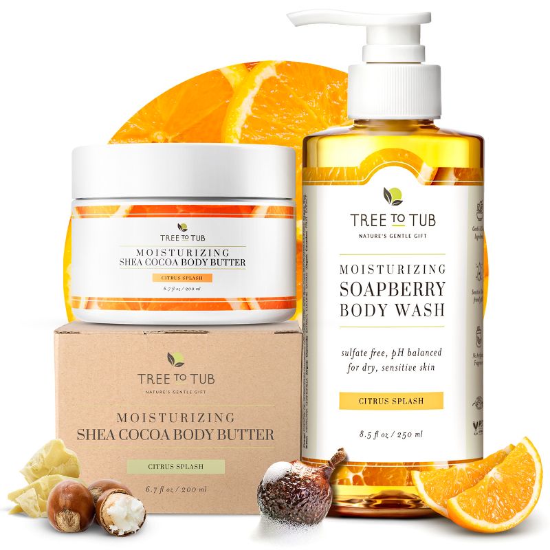 Tree To Tub Vitamin C Body Wash & Shea Butter Body Butter Set, 1 of 2