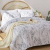 Queen Size White Floral Bed Spread with Black Botanical Pattern Boho Quilt Set, Soft Microfiber, Lightweight, 2 Pillow Cases - 4 of 4