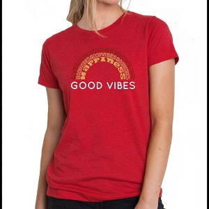 LA Pop Art Women's Premium Blend Word Art T-shirt - Good Vibes - 1 of 4