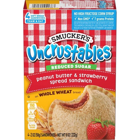 Smucker S Uncrustables Frozen Whole Wheat Peanut Butter Strawberry Jam Sandwich 8oz 4ct Target