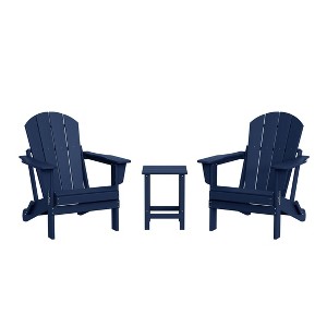 WestinTrends Malibu HDPE Outdoor Patio Folding Poly Adirondack Conversation Set (3-Piece) - 1 of 4