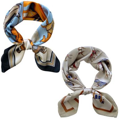 Wrapables Women's 2 Piece Silky Feeling Satin Square Scarf Set