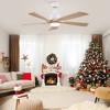 YUHAO 52 in. Indoor Matte White Standard Ceiling Fan with Light, Remote Control Included and Natural Wood Blades - 2 of 4