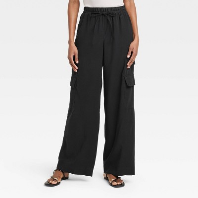 Women's High-rise Tapered Ankle Chino Pants - A New Day™ Black M