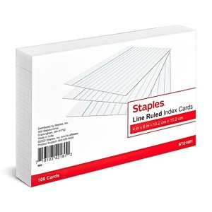 Staples 4" x 6" Line Ruled White Index Cards 100/Pack (51001) TR51001 - 1 of 4