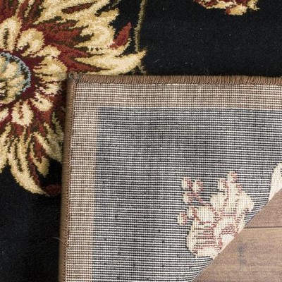 Elegant Floral Symphony 5' x 7' Black Hand-Knotted Area Rug