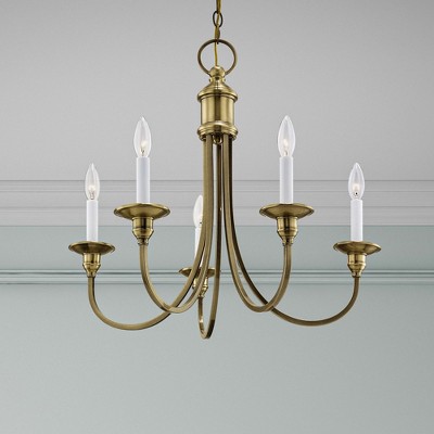 Elegant Cranford 5-Light Antique Brass Candelabra Chandelier