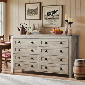 Dresser for Bedroom, Farmhouse Wood Rustic Wide Chest of Drawers, Storage Dressers Organizer for Bedroom, Living Room, Hallway - 1 of 4