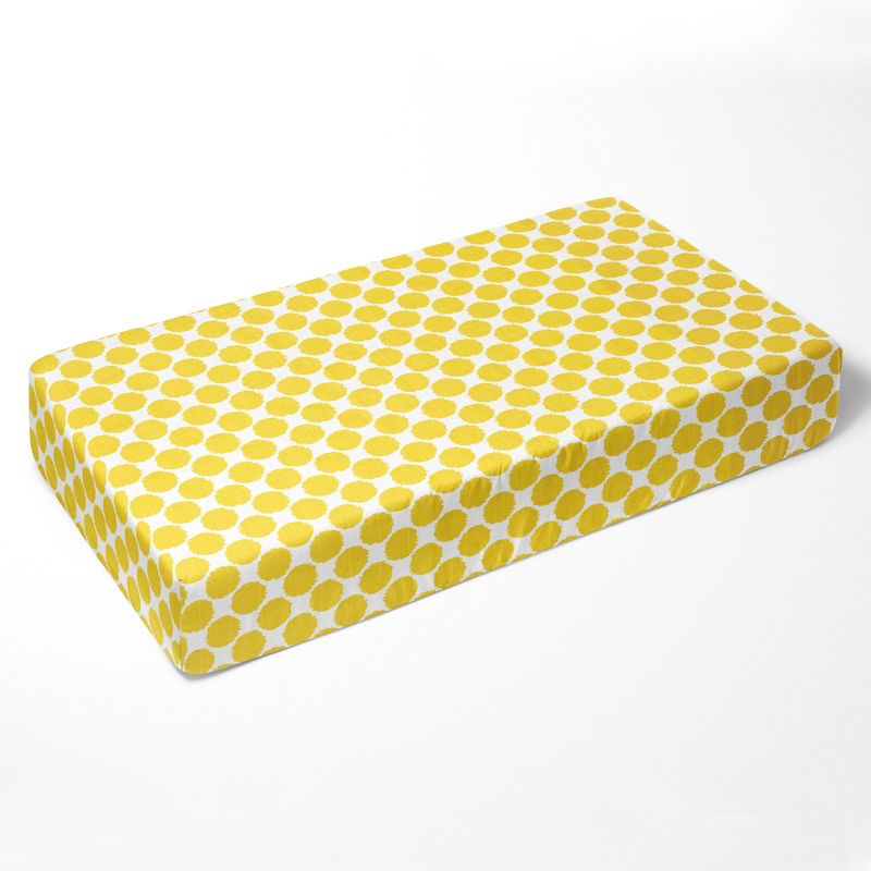 Bacati - Ikat Yellow Dots Muslin 100 percent Cotton Universal Baby US Standard Crib or Toddler Bed Fitted Sheet, 2 of 6
