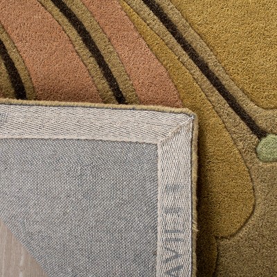 Golden Olive Floral Handmade Wool Area Rug