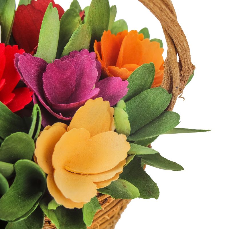 10" Artificial Spring Multicolor Floral Arrangement in Basket - National Tree Company, 3 of 5