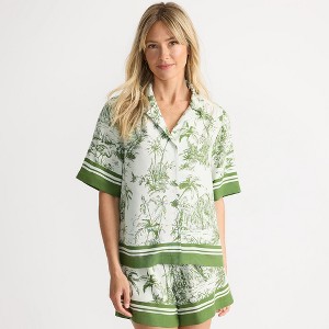 Lands' End Women's Rayon Short Sleeve Camp Shirt - 1 of 4