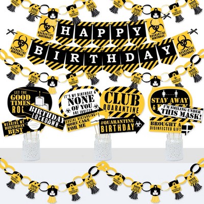 Big Dot of Happiness Happy Quarantine Birthday - Banner and Photo Booth Decorations - Social Distancing Party Supplies Kit - Doterrific Bundle