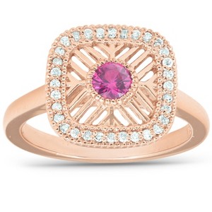 Pompeii3 1/2 Ct Diamond & Ruby Fashion Designer Ring 14k Rose Gold - 1 of 4