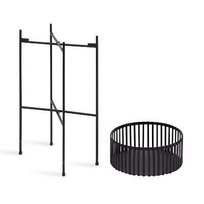 Black Metal Two-Piece Modern Plant Stand Set