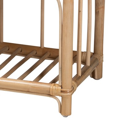 Natural Brown Rattan 1-Drawer Bohemian Night Table