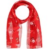 CTM Women's Holiday Santa and Reindeer Lightweight Satin Scarf - 4 of 4