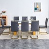NicBex 9 Piece White Patterned Glass Dining Table Set with 8 Faux Leather Chairs for Dining Meeting Room - 2 of 4