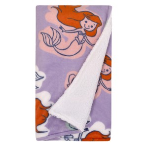 NoJo Disney The Little Mermaid Orange, Lavender, Aqua and White Ariel Super Soft Cuddly Plush Baby Blanket - 1 of 4