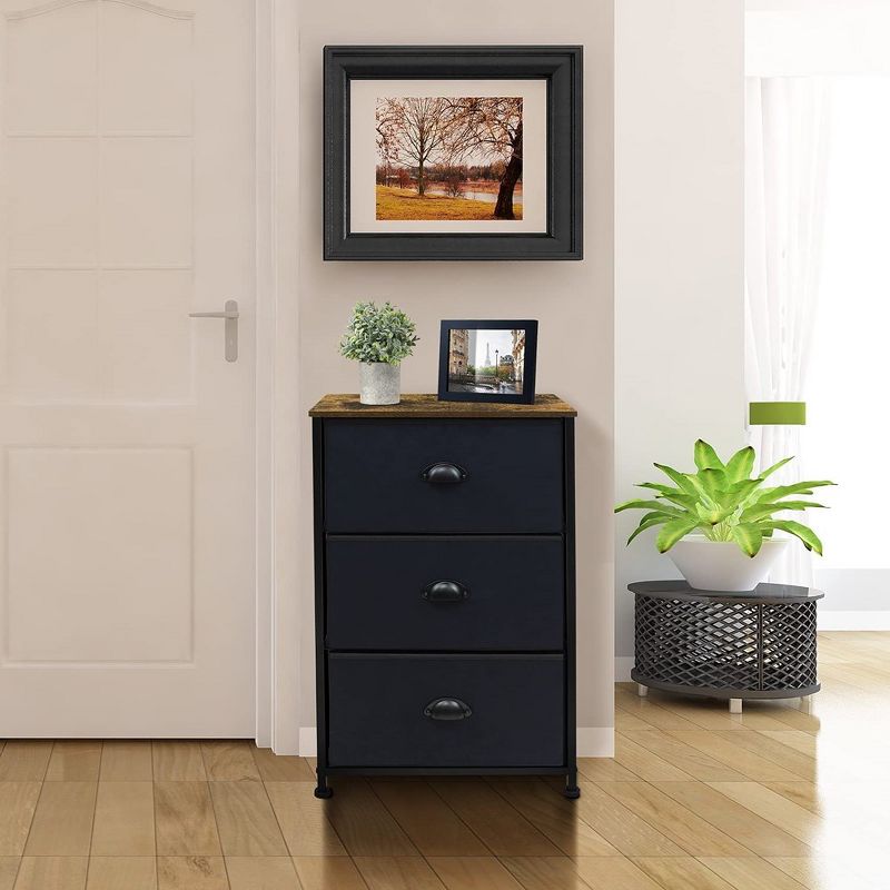 Sorbus Nightstand with 3 Drawers - Steel Frame, Wood Top & Easy Pull Fabric Bins - Perfect for Home, Bedroom, Office & College Dorm, 5 of 9