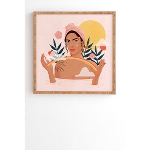 Arielsinhaha Rainbow Bath Bamboo Framed Wall Canvas Pink - Deny Designs - 1 of 4