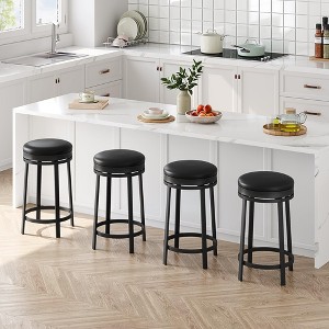 GustoWave 24'' Swivel Bar Stools Set of 2 with Footrest, Modern Counter Height Barstools with PU Leather Upholstered and Metal Frame - 1 of 4