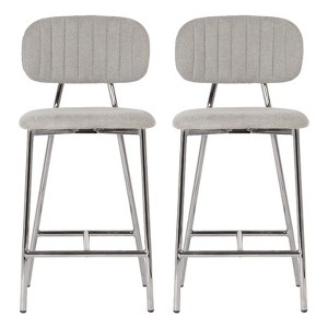 Ariana Gray Linen Counter Stool (Set of 2) - Silver Legs - 1 of 4