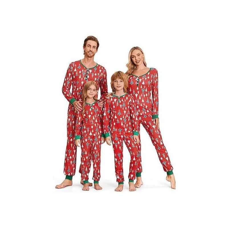 Ekouaer Christmas Pajamas for Family Matching Pj Sets For Kids Pjs Long Sleeve Sleepwear Lounge Sets Outfits Red Christmas Tree 1 120