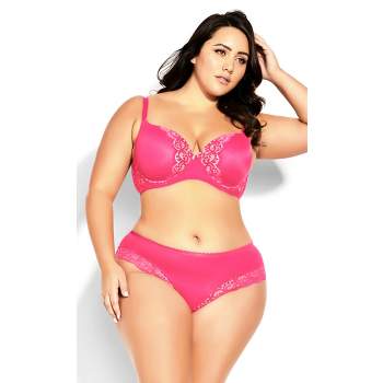 Women's Plus Size Smooth & Chic Lace T-Shirt Bra - hot pink | CITY CHIC