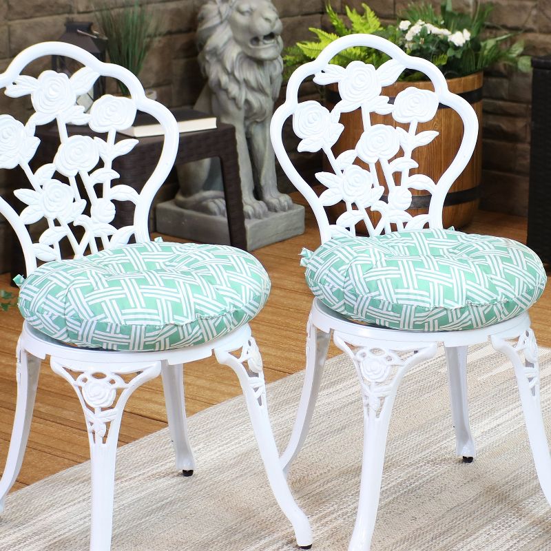 Sunnydaze Indoor/Outdoor Polyester Replacement Round Bistro Chair Seat Cushions - 15" - 2pk, 2 of 9