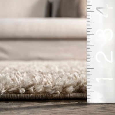 Beige Braided Tasseled Shag Synthetic Area Rug 2' x 3'