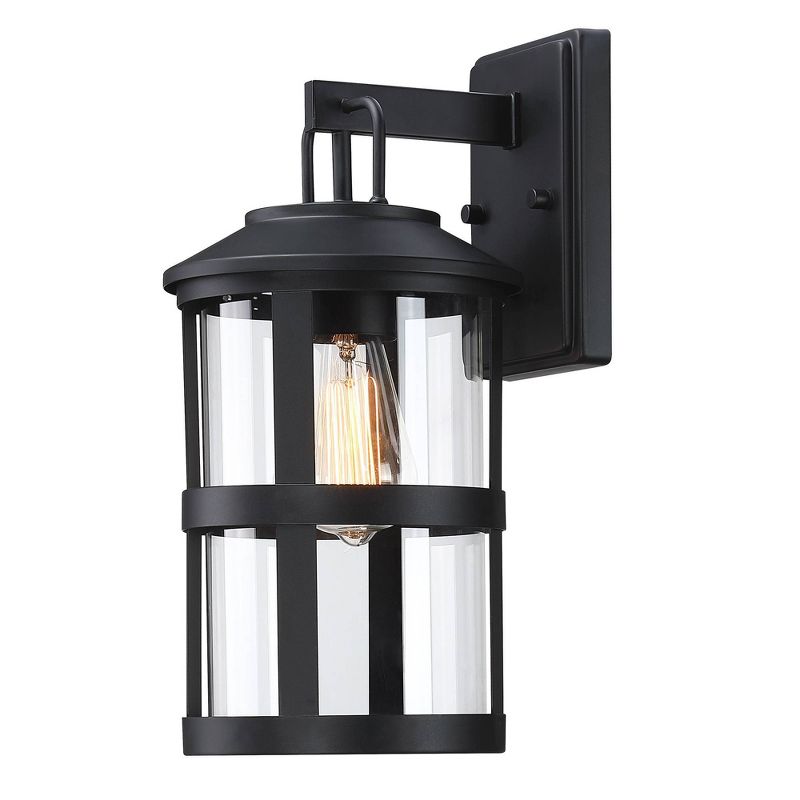 Glass Outdoor Wall Light Black - Wellfor: Weather-Resistant, Retro-Inspired, E26 Bulb Compatible, All-Weather Design, Rust-Resistant Aluminum Base, 3 of 9