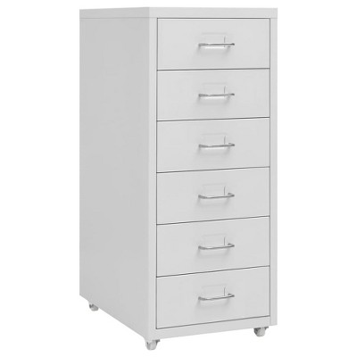 CLIHOME 6-Tier Rolling File Cabinet With Handle, Metal Steel Compact Mobile Storage Cabinet Dressers With Wheels