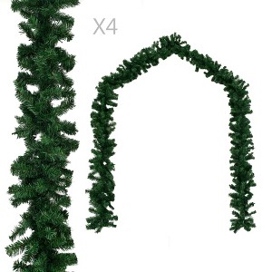 VidaXL Christmas Garlands 4 pcs Green 106.3" PVC - 1 of 4