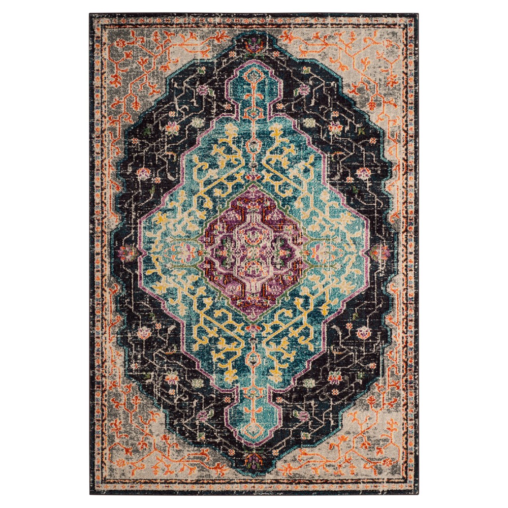 Black/Blue Floral Loomed Area Rug 8'x10' - Safavieh