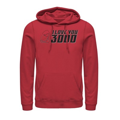 Men's Marvel Love You 3000 Iron Man Helmet Pull Over Hoodie