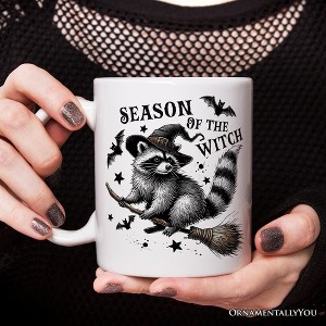 Funny Racoon Witch with Broom Mug, Vintage Halloween Gift (Non-Custom Only)| OrnamentallyYou - 1 of 4