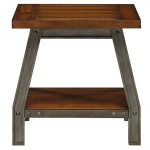Holverson Wood End Table in Rustic Brown and Gunmetal - Lexicon - 1 of 4
