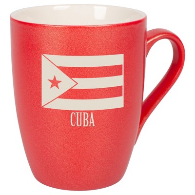 Elanze Designs Cuba Cuban Flag 10 Ounce Ceramic Laser-Etched Engraved Drinkware Mug, Metallic Crimson Red